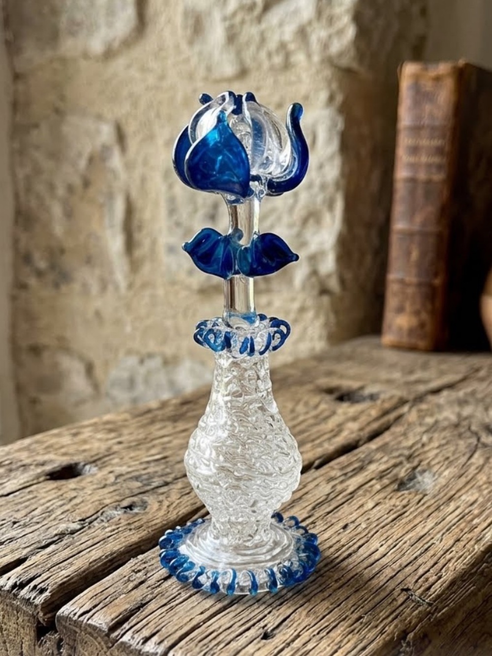 Vintage Handcrafted Knit Glass
Flower Figurine & Vase